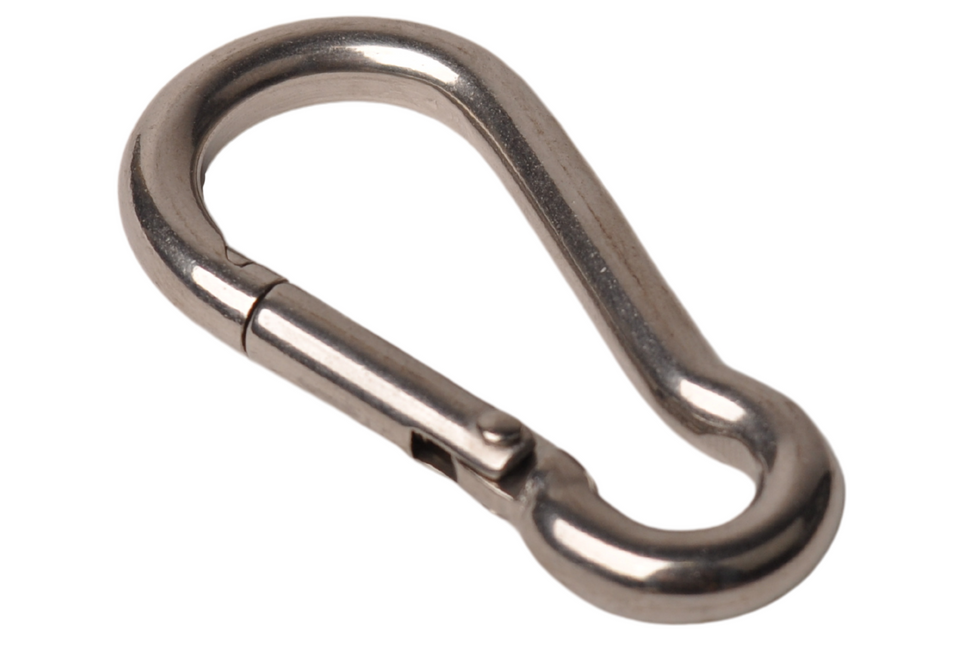 Cantonal Mousqueton en acier inoxydable 60x6 mm - diamètre de l'œillet 9 mm