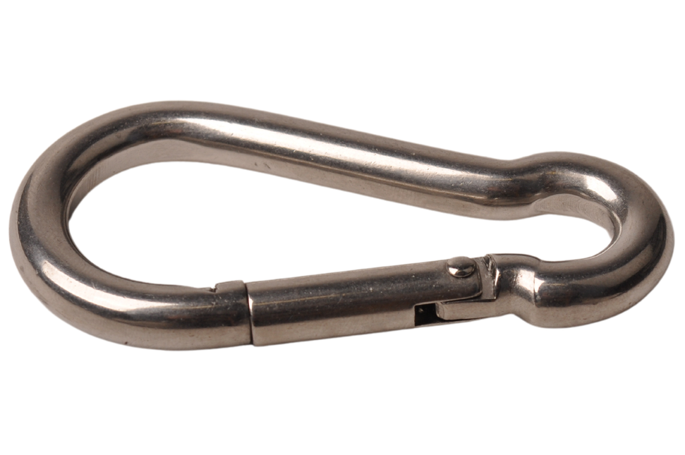 Cantonal Mousqueton en acier inoxydable 80x8 mm - diamètre de l'œillet 12 mm