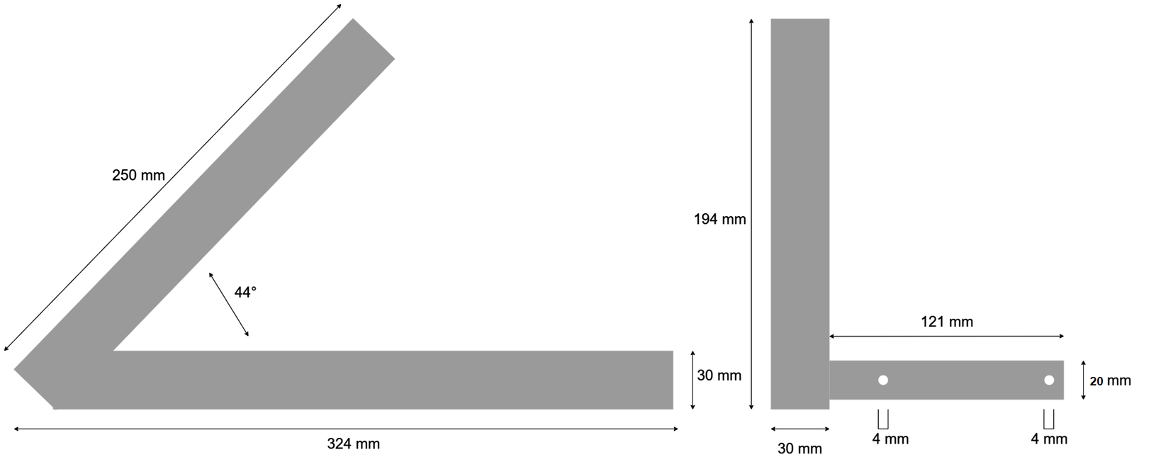 Cantonal Pied de support/centrage unilatéral pour Galets - gauche