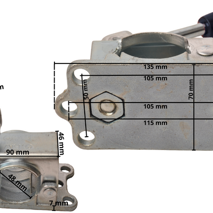 Cantonal Pince pour roue jockey - 48mm - 300 kg