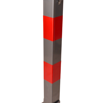 Cantonal Poteau anti-stationnement rabattable avec serrure - 650x60x60 mm - gris/rouge