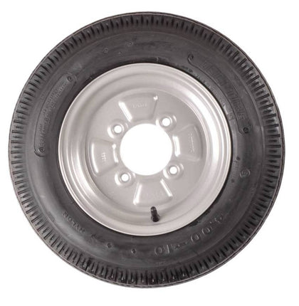 Cantonal Roue complète 10 pouces - pneu 4.00-10 + jante - cercle de trous Français : 4x115 - 275 kg - 4PR - diamètre du moyeu:  85 mm