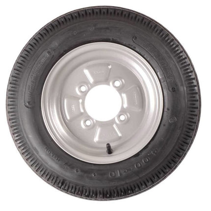 Cantonal Roue complète 10 pouces - pneu 4.50-10 + jante - pas Français : 4x115 - 400 kg - 6PR - diamètre du moyeu 85 mm