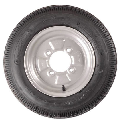 Cantonal Roue complète 10 pouces - pneu 4.50-10 + jante - pas Français : 4x115 - 400 kg - 6PR - diamètre du moyeu 85 mm
