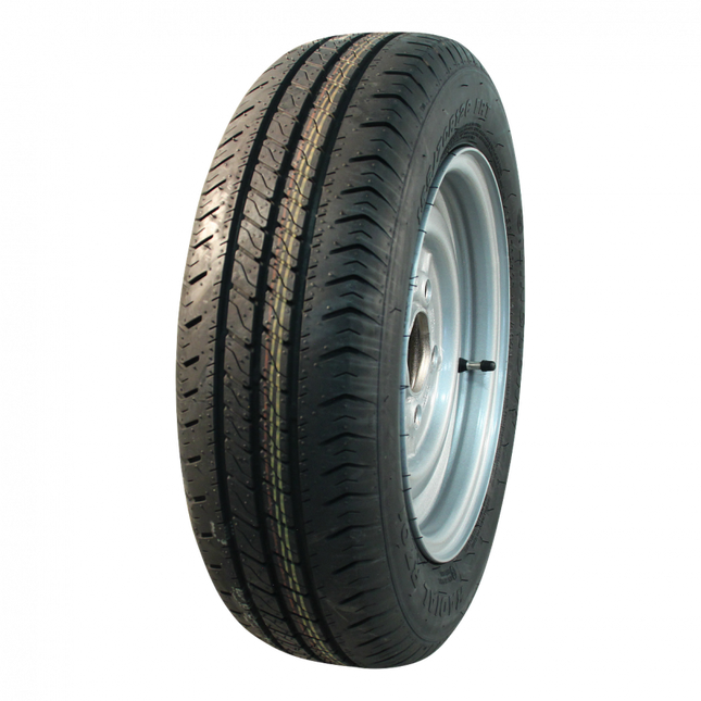 Cantonal Roue complète 12 pouces - 155/70R12C pneu + jante - pas Opel  : 4x100 - 450 kg - diamètre du moyeu:  60 mm