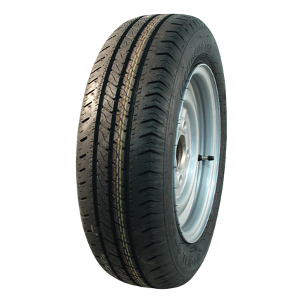 Cantonal Roue complète 12 pouces - 155/70R12C pneu + jante - pas Opel  : 4x100 - 450 kg - diamètre du moyeu:  60 mm