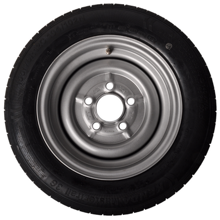 Cantonal Roue complète 12 pouces - pneu 155/70R12C + jante - cercle de trous Mercedes : 5x112 - 900 kg - diamètre du moyeu: 67 mm