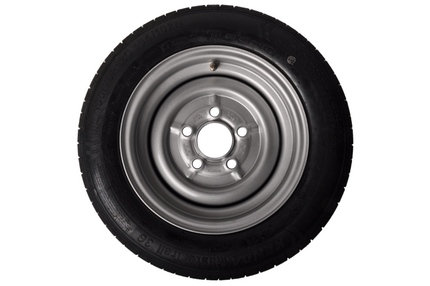 Cantonal Roue complète 12 pouces - pneu 155/70R12C + jante - cercle de trous Mercedes : 5x112 - 900 kg - diamètre du moyeu: 67 mm