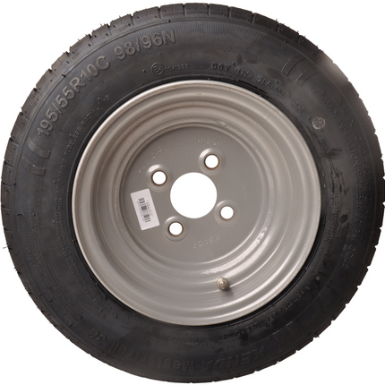 Cantonal Roue complète - 195/55R10C - pneu + jante - pas Vauxhall : 4x100 - 10PR - capacité de charge 500 kg - diamètre du moyeu 60 mm