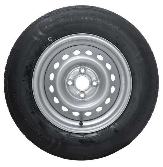 Cantonal Roue complète de remorque - 175/80R14C - entraxe : 4x100 - capacité de charge : 775 kg - diamètre de moyeu : 57 mm