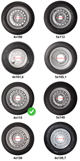 Cantonal Roue complète de remorque - 5.00-10 - entraxe : 4x115 - capacité de charge : 440 kg - diamètre du moyeu : 85 mm - 6PR