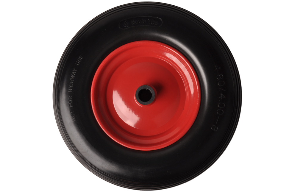 Cantonal Roue de brouette - 4.00-8 - anti-fuite avec jante en acier - capacité de charge 200 kg - trou d'axe/diamètre de moyeu 25 mm - Inclus roulement à rouleaux