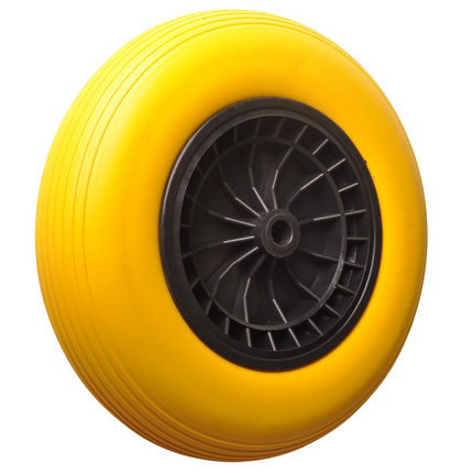 Cantonal Roue de brouette - 4.00-8 - bandage plein/anti-fuite et jante en plastique noir - charge maximale de 150 kg - diamètre du trou d'axe/moyeu de 20 mm