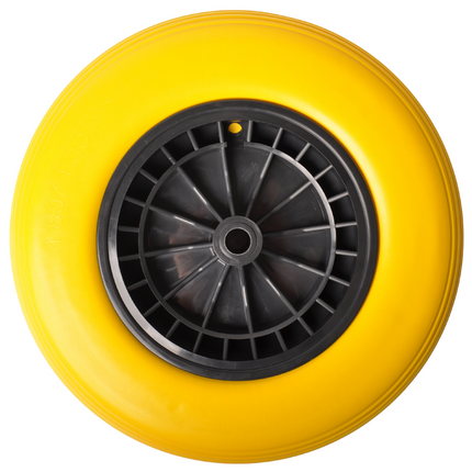 Cantonal Roue de brouette - 4.00-8 - bandage plein/anti-fuite et jante en plastique noir - charge maximale de 150 kg - diamètre du trou d'axe/moyeu de 20 mm