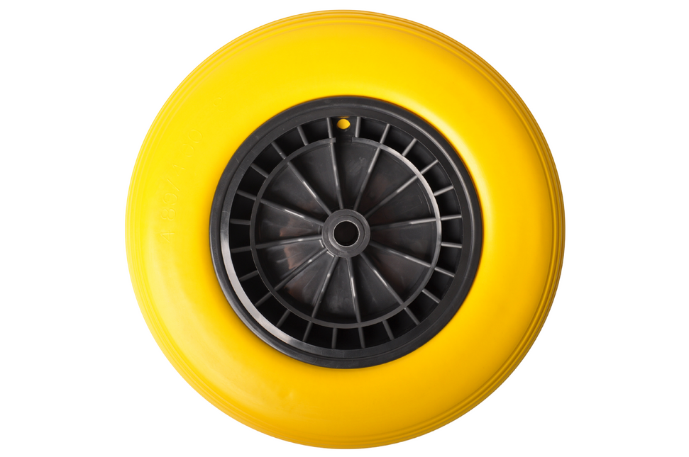 Cantonal Roue de brouette - 4.00-8 - bandage plein/anti-fuite et jante en plastique noir - charge maximale de 150 kg - diamètre du trou d'axe/moyeu de 20 mm