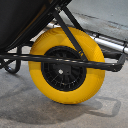 Cantonal Roue de brouette - 4.00-8 - bandage plein/anti-fuite et jante en plastique noir - charge maximale de 150 kg - diamètre du trou d'axe/moyeu de 20 mm