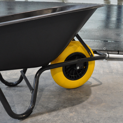 Cantonal Roue de brouette - 4.00-8 - bandage plein/anti-fuite et jante en plastique noir - charge maximale de 150 kg - diamètre du trou d'axe/moyeu de 20 mm