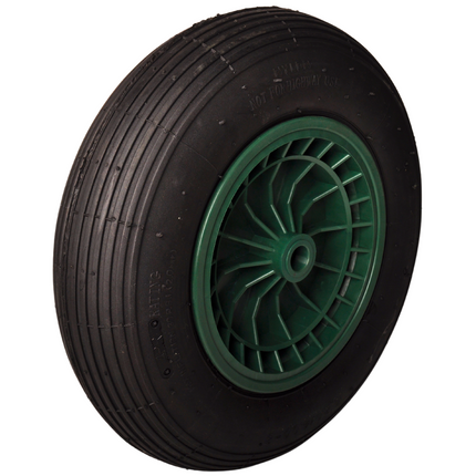 Cantonal Roue de brouette - 4.00-8 - bandage pneumatique et jante en plastique - charge maximale de 250 kg - trou d'axe/diamètre de moyeu de 20 mm - Inclus roulement à rouleaux