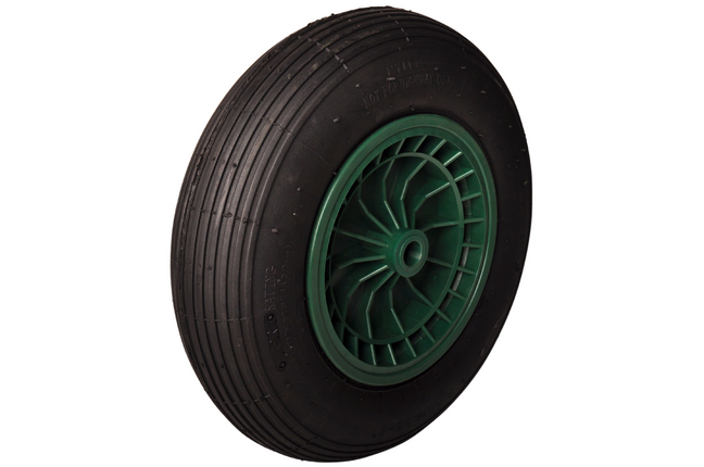 Cantonal Roue de brouette - 4.00-8 - bandage pneumatique et jante en plastique - charge maximale de 250 kg - trou d'axe/diamètre de moyeu de 20 mm - Inclus roulement à rouleaux