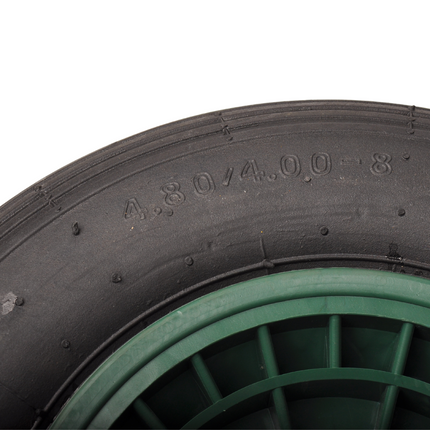 Cantonal Roue de brouette - 4.00-8 - bandage pneumatique et jante en plastique - charge maximale de 250 kg - trou d'axe/diamètre de moyeu de 20 mm - Inclus roulement à rouleaux