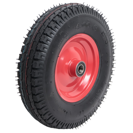 Cantonal Roue de brouette professionnelle - 4.00-8 - bandage pneumatique et jante en acier - capacité de charge 535 kg - trou d'axe/diamètre de moyeu 25 mm - roulements à billes inclus