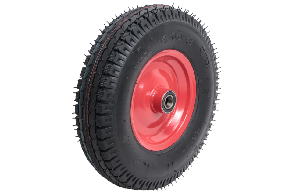 Cantonal Roue de brouette professionnelle - 4.00-8 - bandage pneumatique et jante en acier - capacité de charge 535 kg - trou d'axe/diamètre de moyeu 25 mm - roulements à billes inclus