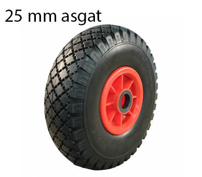 Cantonal Roue de diable - 3.00-4 - anti-fuite et jantes en plastique - charge max. 125 kg - diamètre trou d'axe/nombre de moyeux 25 mm - roulements à rouleaux inclus