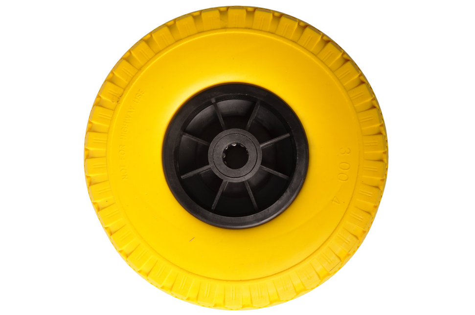 Cantonal Roue de diable - 3.00-4 - bandage en caoutchouc plein et jante en plastique - capacité de charge 100 kg - diamètre trou d'axe/nombre de moyeux 20 mm - roulements à rouleaux inclus