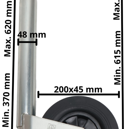 Cantonal Roue jockey - 48 mm rond - capacité de charge : 150 kg - jante plastique