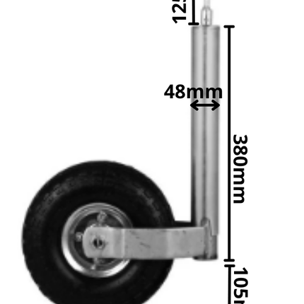 Cantonal Roue jockey avec pneu gonfable 48 mm - jante en acier