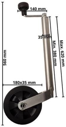 Cantonal Roue jockey - ronde 35 mm - capacité de charge : 100 kg - jante en plastique légère
