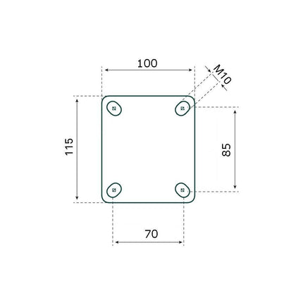 Cantonal Roulette pivotante PU 300x4 - 80 kg - hauteur totale 300 mm