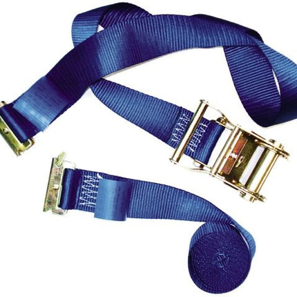 Cantonal Sangle d'arrimage - 400x5 cm - charge de rupture 500 kg - 2 parties - avec cliquet et anneau d’arrimage