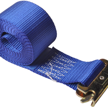 Cantonal Sangle d'arrimage - 400x5 cm - charge de rupture 500 kg - 2 parties - avec cliquet et anneau d’arrimage