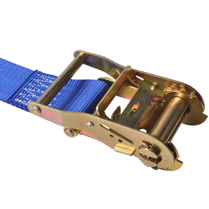 Cantonal Sangle d'arrimage - 400x5 cm - charge de rupture 500 kg - 2 parties - avec cliquet et anneau d’arrimage