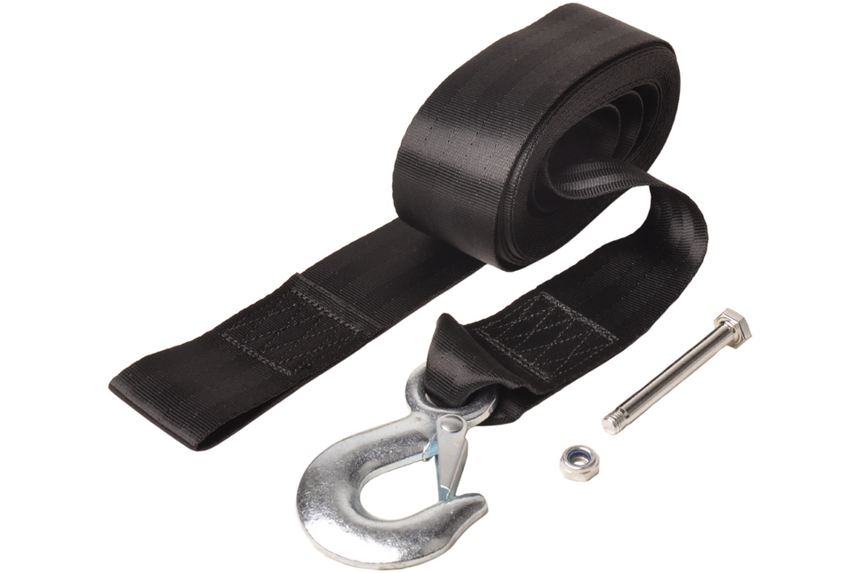 Cantonal Sangle de treuil avec crochet de sécurité – 5 cm x 6,1 mètres – 612 kg – avec boulon