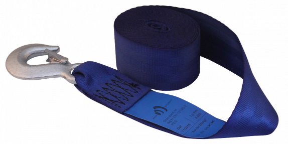 Cantonal Sangle de treuil avec crochet de sécurité bleu (5 cm x 6,1 m)
