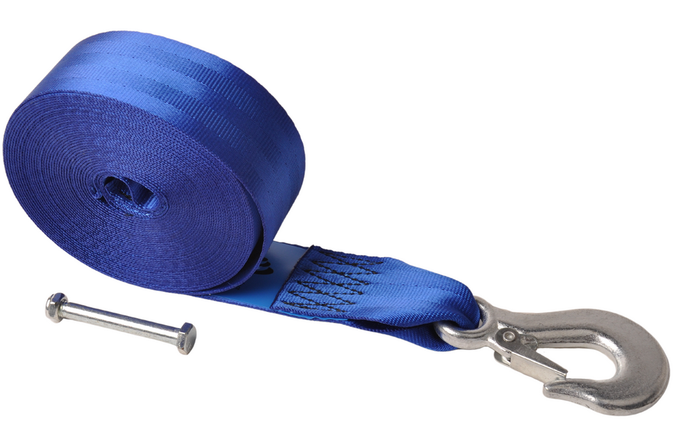 Cantonal Sangle de treuil pour remorque bateau avec crochet (5 cm x 9 m), y compris les boulons