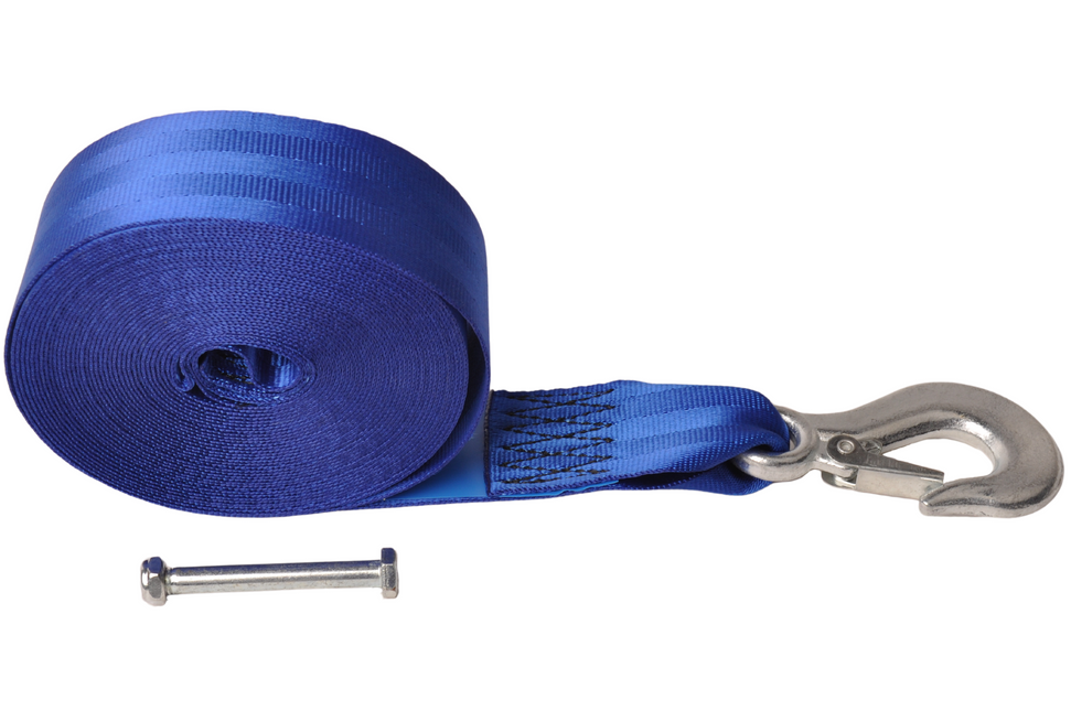 Cantonal Sangle de treuil pour remorque bateau avec crochet (5 cm x 9 m), y compris les boulons