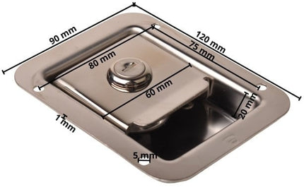 Cantonal Serrure à palastre en acier inoxydable 120x90 mm à fermeture identique