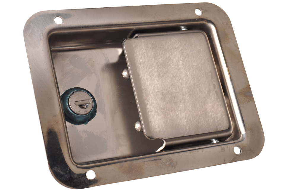 Cantonal Serrure encastrée en acier inoxydable poli - 140x108 mm - 2 clés incluses