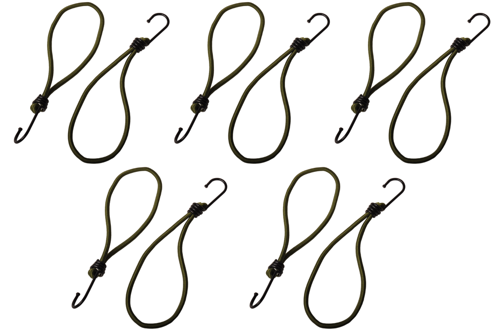 Cantonal Set de 10 élastiques de serrage avec crochet (vert foncé) 230 mm