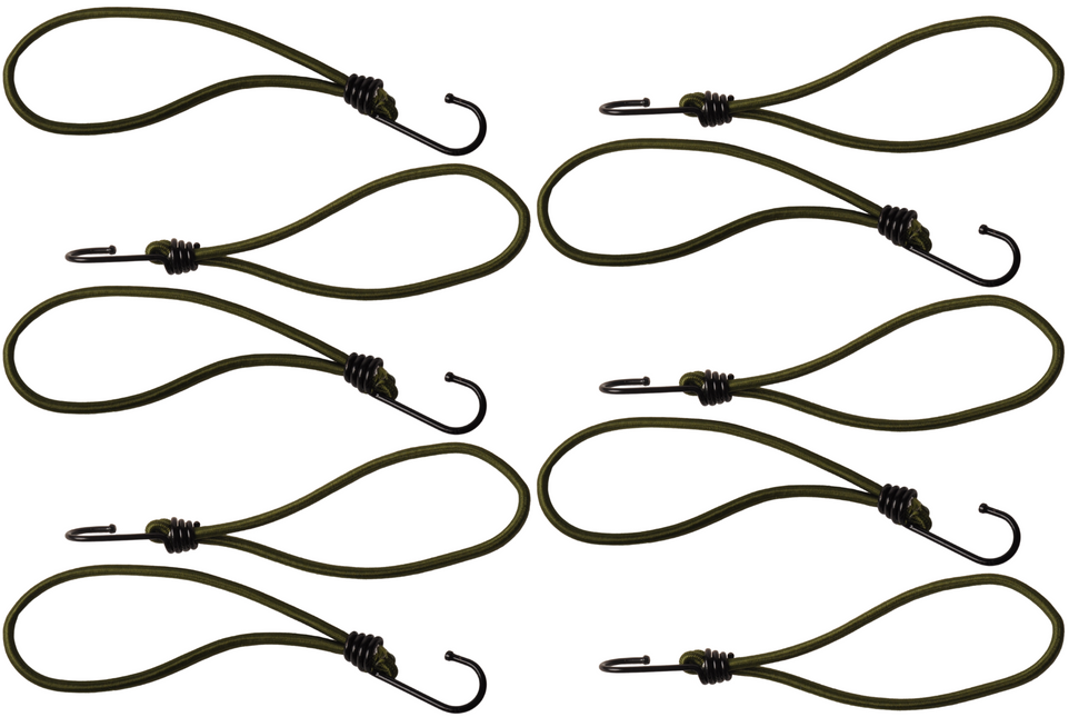 Cantonal Set de 10 élastiques de serrage avec crochet (vert foncé) 230 mm