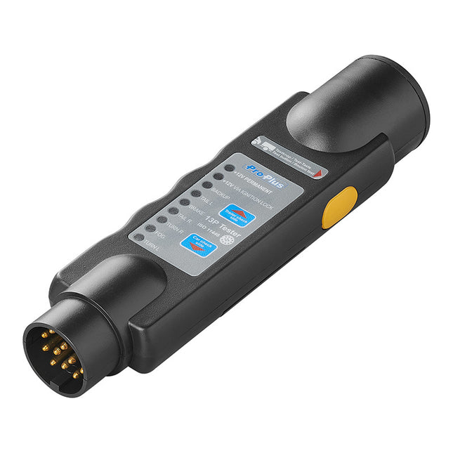 Cantonal Testeur de prises 13 broches 12 V. Teste les clignotants, les feux arrières, les feux de stop, les feux de recul et les antibrouillards. Fonctionne avec des batteries de 9 volts. ( non inclus )