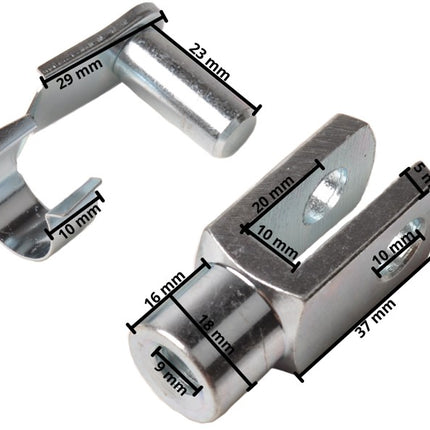 Cantonal Tête de fourche avec boulon de sécurité M10 x 20