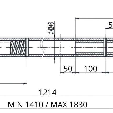 Cantonal Tige télescopique 1410 > 1830 mm pour barre de verrouillage