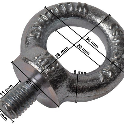 Cantonal Vis à œillet M8 galvanisée - 5 piecés