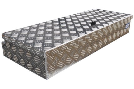 De Haan De Haan Box HAV/HAS - 900x380x150 mm -  boîte à timon en tôle striée en aluminium, étanche à l'eau et à la poussière - avec fermeture Butterfly ou tendeur