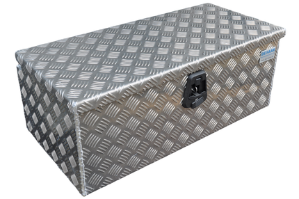 De Haan DE HAAN BOX L - 750x380x280 mm - boîte à timon en tôle striée aluminium étanche à l'eau et à la poussière - avec serrure à papillon, tendeur ou serrure en T