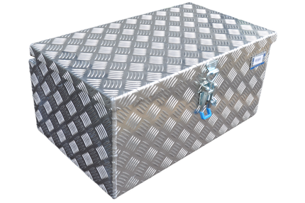 De Haan DE HAAN BOX M - 600x380x295 mm - boîte à timon en tôle striée d'aluminium étanche à l'eau et à la poussière - avec serrure à papillon, tendeur ou serrure en T